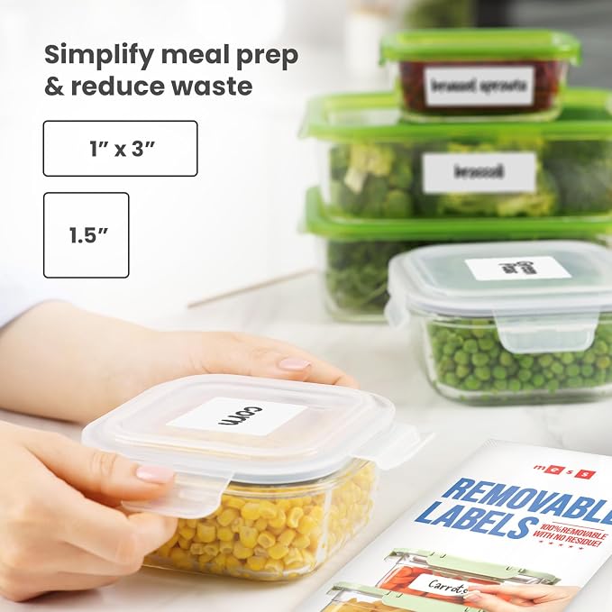 MESS Removable Food Labels for Containers 1x3" & 1.5" Erasable Kitchen Labels - Image 8