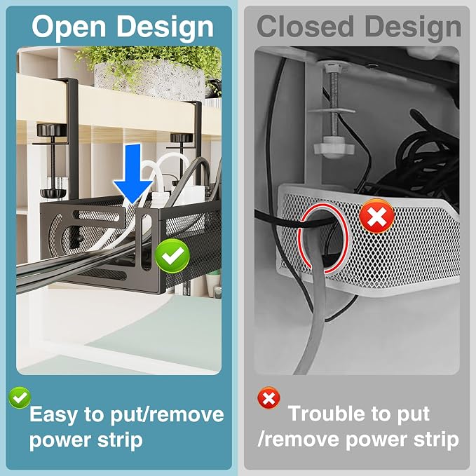 No Drill Under Desk Cable Management Tray, SONATURE 25.3" Cord Organizer - Image 9