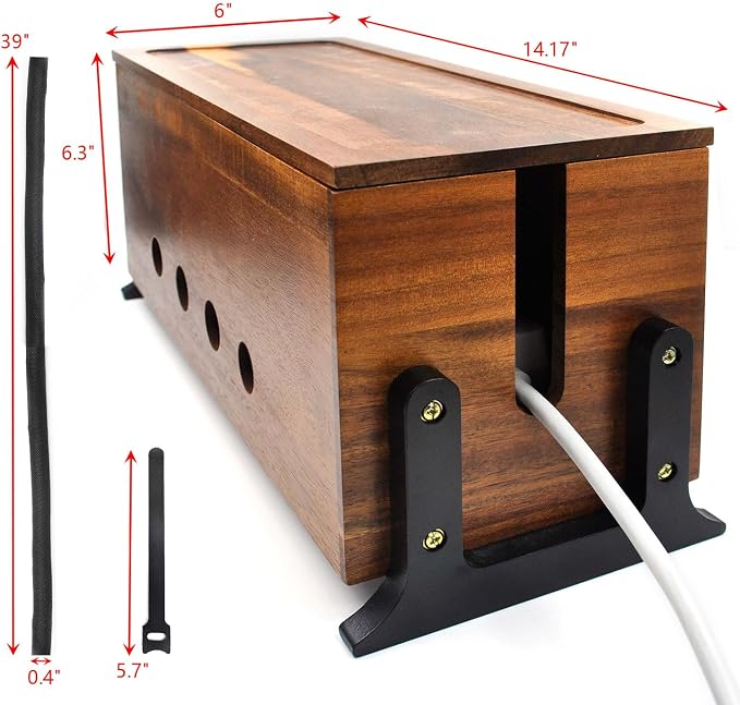 Large Cable Management Box, Wood Cord Hider Box & Organizer - Image 3