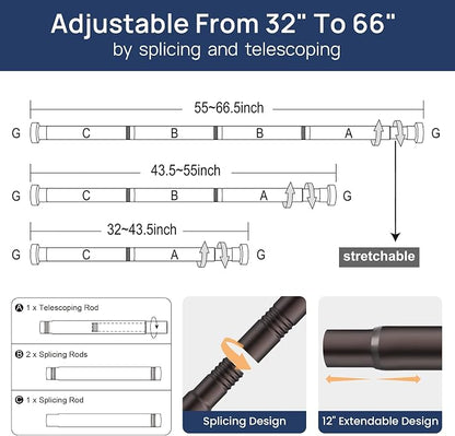 ENJOYBASICS 2 Pack Tension Curtain Rod, 32-66" Adjustable, Bronze | Secure Hold - Image 3