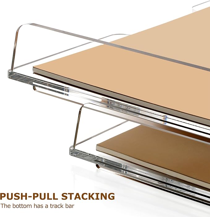 SANRUI 4 Tier Acrylic Paper Letter Tray Desk Stackable Organizer Trays，Clear - Image 5