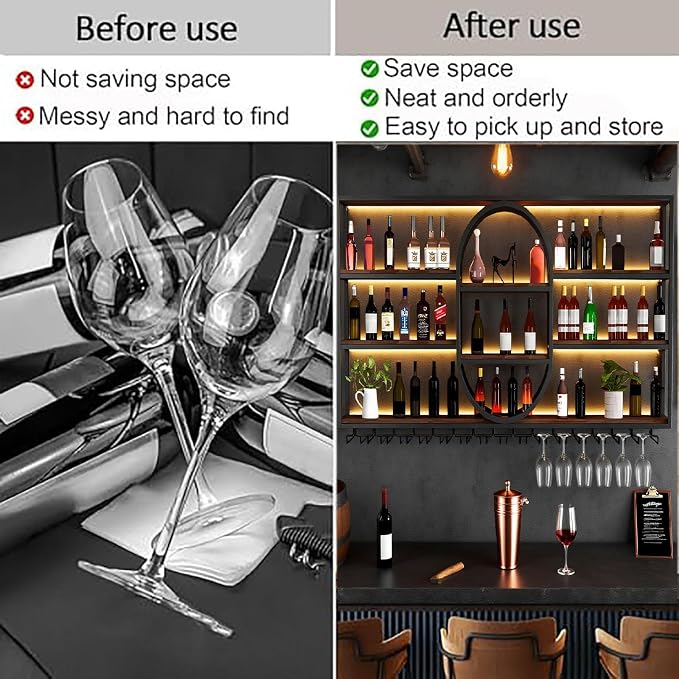 55.1IN Large Wall Mount Wine Rack, Metal 4 Tier Hanging Bottle Holder - Image 6