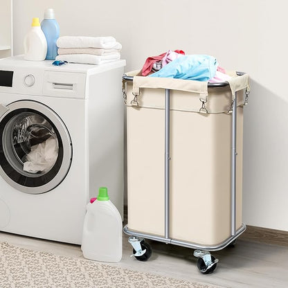 Laundry Basket with Wheels, Rolling Laundry Hamper with Removable Bag, 100L - Image 2