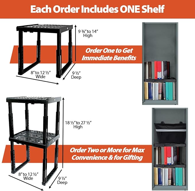 Locker Organizer Shelf， Adjustable Width and Height, Ideal Locker Shelf - Image 4