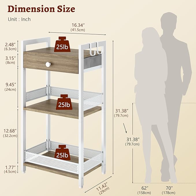 FAVOOSTY 3-Tier Bathroom Ladder Shelf Floor Storage Shelf - Image 3