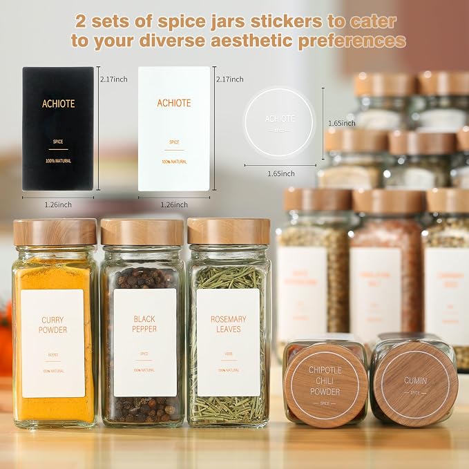 Spice Jars with Label，4oz Seasoning Containers, Glass Spice Bottles with Shaker - Image 2