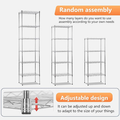 FDW 6 Tier Wire Shelving 17L x 12W x 64H Pantry Shelves Storage Rack Shelving - Image 7