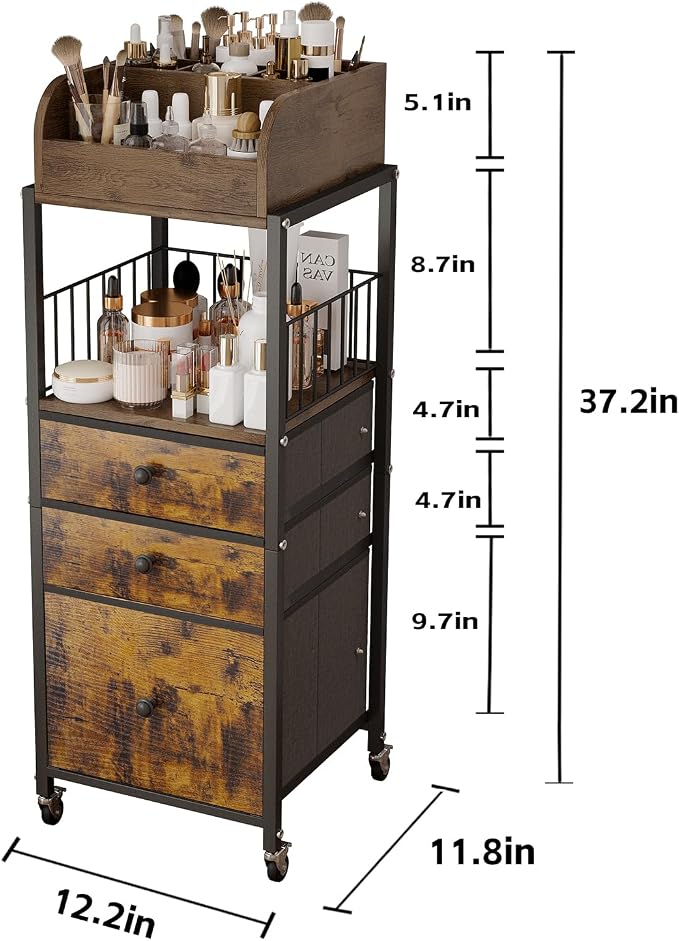 Makeup Organizer Cart with Drawers, Make up Organizers - Image 3