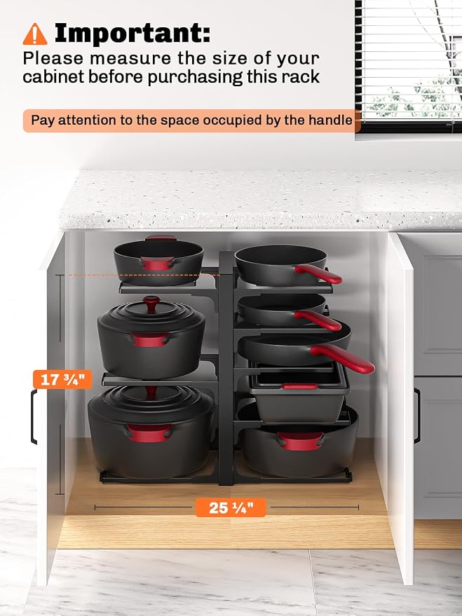 MUDEELA 8-Tier Pots and Pans Organizer under Cabinet, 15.83" Height Heavy Duty - Image 2
