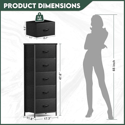 5 Fabric Drawer Dresser for Bedroom, Chest of Drawers - Image 3