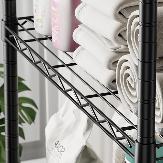 SINGAYE 5 Shelves Storage Shelf Wire Closet Bathroom Organizers Metal Pantry - Image 6