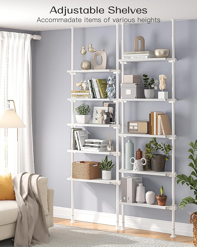 ALLZONE 5 Tiers Narrow Bookshelf, Tall Adjustable Ladder Book Shelf - Image 3