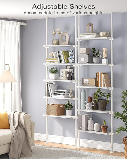 ALLZONE 5 Tiers Narrow Bookshelf, Tall Adjustable Ladder Book Shelf - Image 3