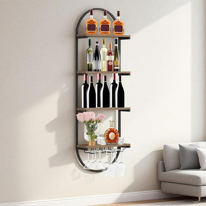 Wall Mount Wine Rack, 3-Tier Metal Oval Design Wine Rack Wall Mounted, Wine - Image 3