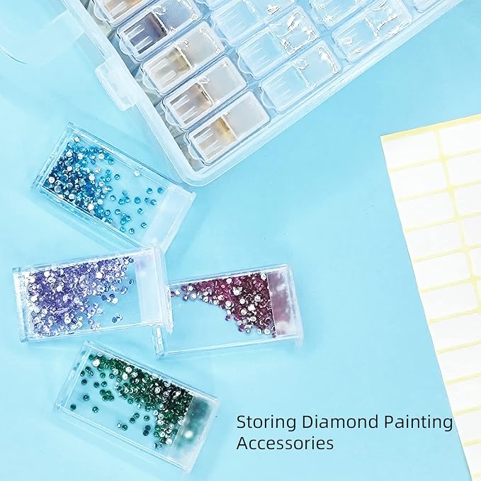 64 Solts Seed Storage Box with 112Pcs Label Sticker and a Tweezers, Diamond - Image 5
