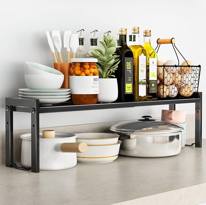 Expandable Cabinet Shelf Organizer 16-26" L Stackable Kitchen Counter Shelf - Image 7