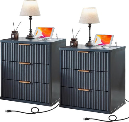 LEYAOYAO Fluted Nightstand Set of 2 by LEYAOYAO-Findtheshiningpointofyourideallife%EF%BC%81