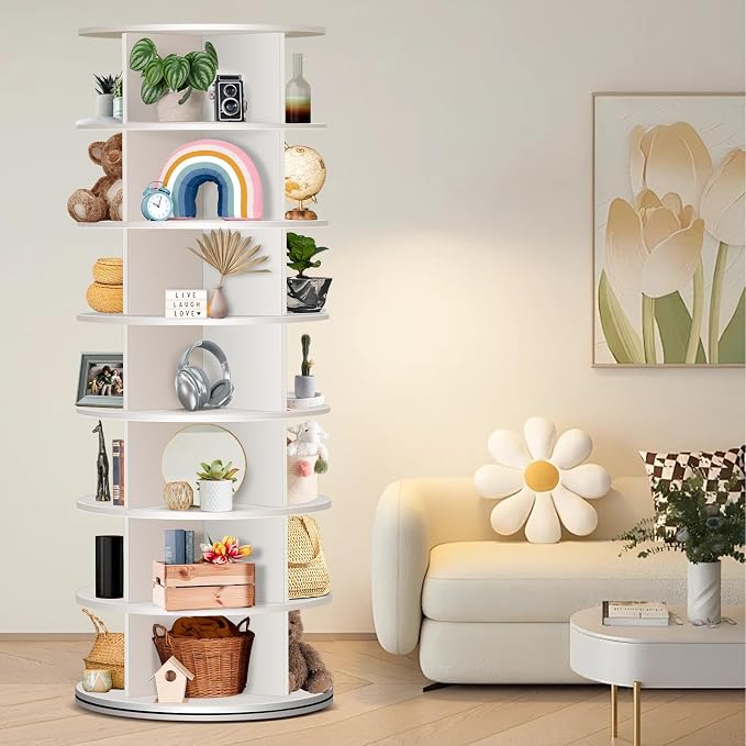 7 Tier Rotating Shoe Rack, 360° Revolving Free Standing Shoe Organizer - Image 2