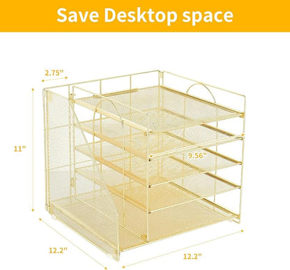 LEKETREE Desk Organizers and Accessories, 5-Tier Paper Letter Tray Organizer - Image 4