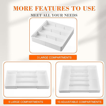 Briwooody 2 Pcs Large Expandable Acrylic Drawer Organizers, Grid Adjustable - Image 5