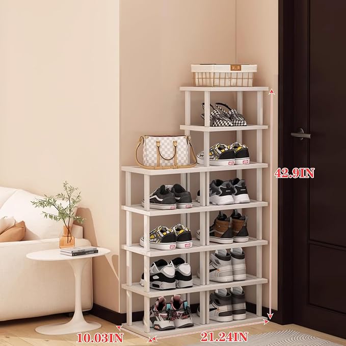 Bamboo Shoe Rack 12 Tier- Vertical Shoe Rack - Image 2
