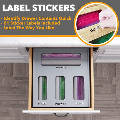 SpaceAid Bag Storage Organizer for Kitchen Drawer, Bamboo Organizer, Compatible - Image 4