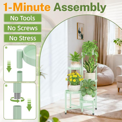 iDavosic.ly Plant Stand Indoor Outdoor, 5 Tier Corner Metal Flower Display - Image 2