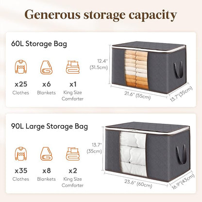 Lifewit 90L Large Storage Bags, 8 Pack Closet Organizers and Storage, Clothes - Image 2