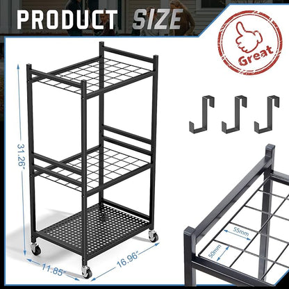 DAOUTIME Garden Organizer With Wheels, Yard Tower Rack - Image 6