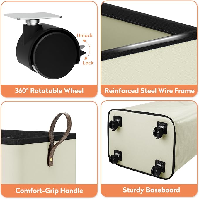 SpaceTrove Laundry Basket with Wheels, Collapsible Laundry Baskets, Laundry - Image 5