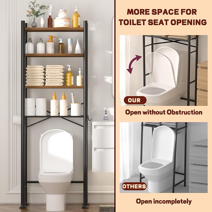 GloTika 4-Tier Over Toilet Storage, 69.3" H, 150lb Capacity, Carbon Steel - Image 6