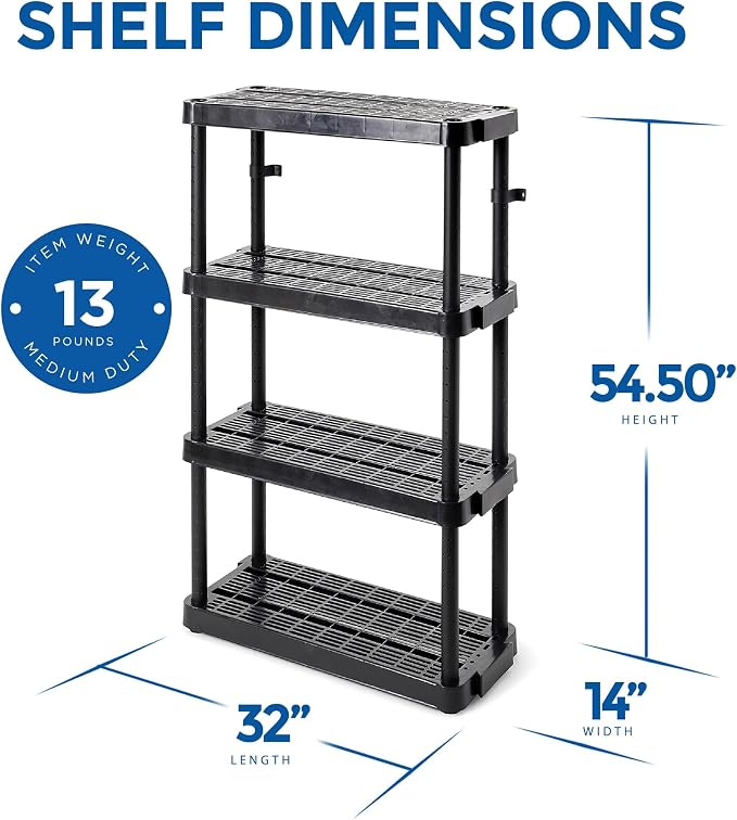 Gracious Living 4 Shelf Adjustable Height Medium Duty Storage Unit 14 x 32 x - Image 3