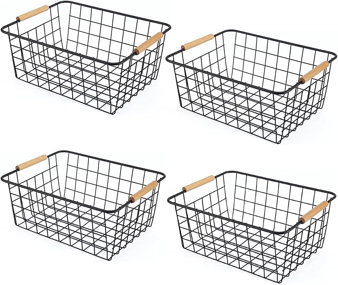 Wire Basket 4 Pcs Wire Storage Baskets Wire Baskets Organizing by ELEATTRUN
