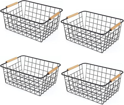 Wire Basket 4 Pcs Wire Storage Baskets Wire Baskets Organizing by ELEATTRUN