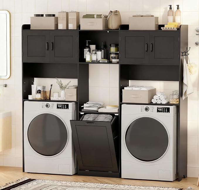 Over The Washer and Dryer Storage Cabinet, Laundry Room Organizer Standing Shelf by GatherHome