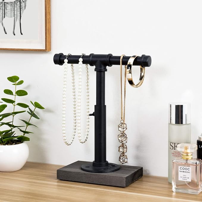 MyGift Adjustable Height Industrial Pipe Organizer Stand - Image 2