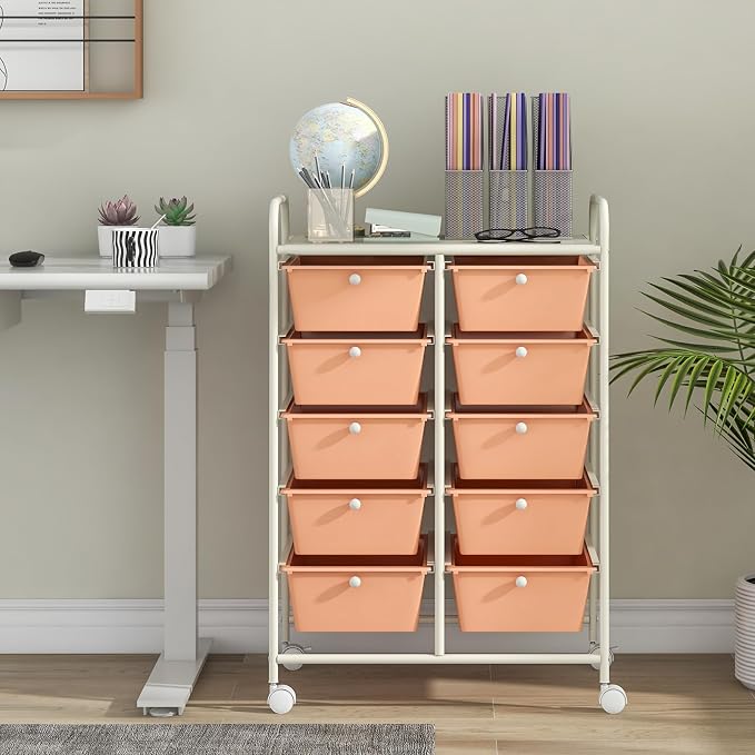 Giantex 10 Drawers Rolling Cart, Classroom Organizers, Storage Cart - Image 2