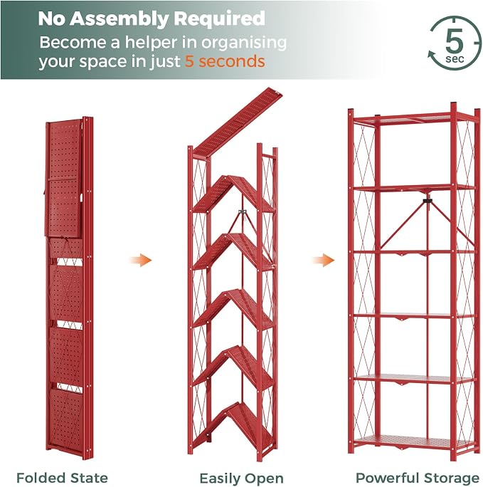 DEANIC 6-Shelf Folding Bookcase - Image 3