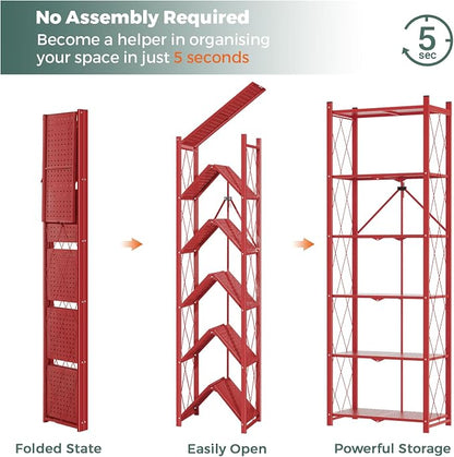 DEANIC 6-Shelf Folding Bookcase - Image 3