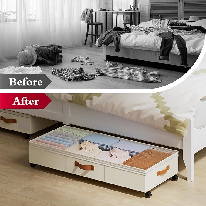 Yecaye Under Bed Storage with Wheels, 65L Under Bed Storage Containers with - Image 8