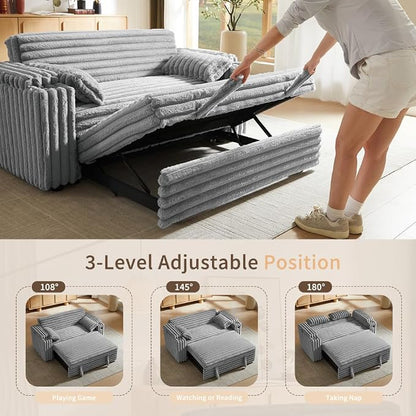 hansones 68.11" Corduroy Sleeper Chair Bed - Image 4