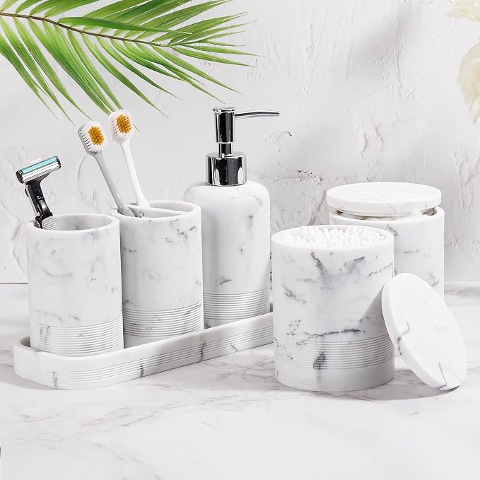 Bathroom Accessories Set, 6-Piece Bathroom Accessory Set, Toothbrush Holders Set - Image 2