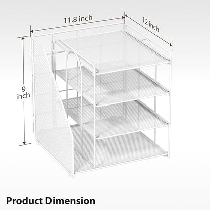 White Desk Organizer and Accessories, 4-Tier Paper Organizer - Image 6