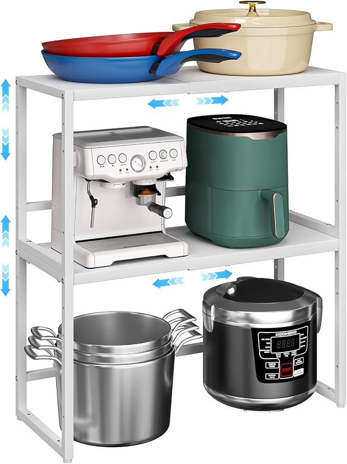 2 Pack Expandable Kitchen Storage Shelves, 110LBS Heavy Duty Metal Shelving by Cidaziya