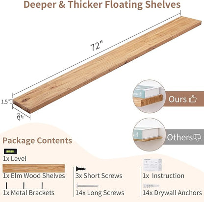 Axeman Rustic Elm Wood Floating Shelves - Image 2