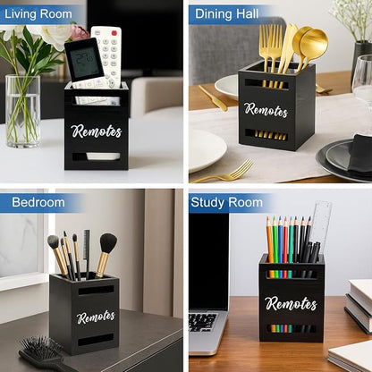 Small Remote Control Holder Wall Mount Wooden Remote Caddy Organizer - Image 7