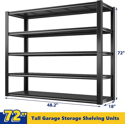 REIBII 48" W Garage Shelving 2500LBS Storage Shelves 5 Tier Heavy Duty Shelving - Image 3