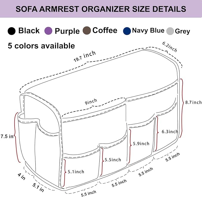 Black Sofa Armrest Organizer - Image 8