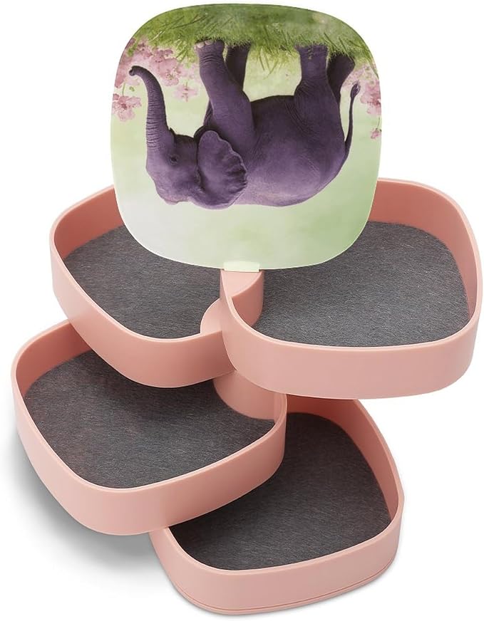 Purple Elephant Rotating Jewelry Organizer Box 4-Layer 360° Rotatable ABS - Image 8