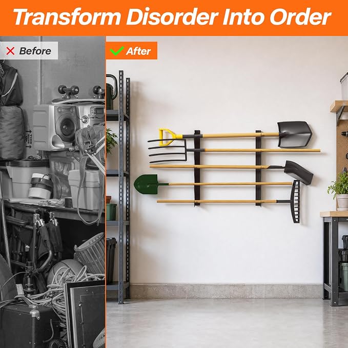 TVKB Garage Tool Organizer Wall Mount, Heavy Duty Shed & Yard Organization Racks - Image 3
